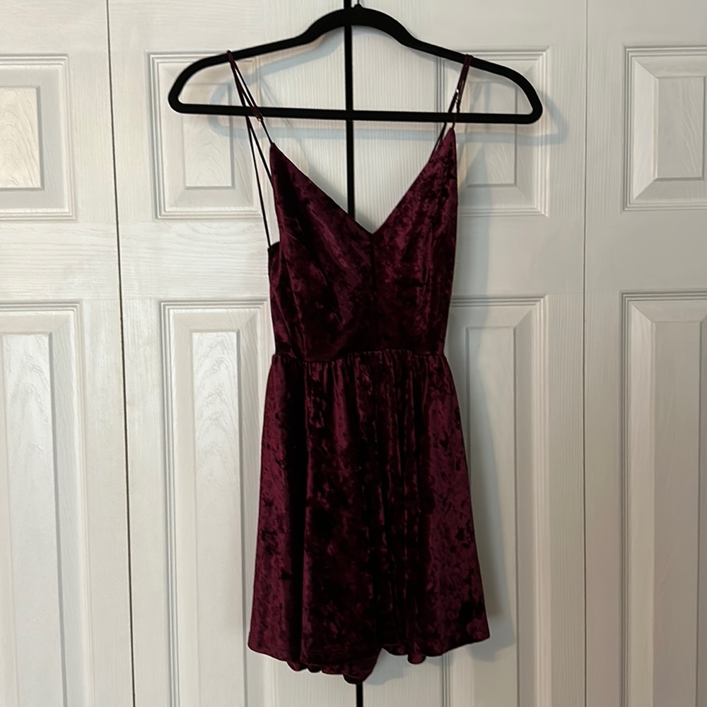 Maroon Velvet Romper